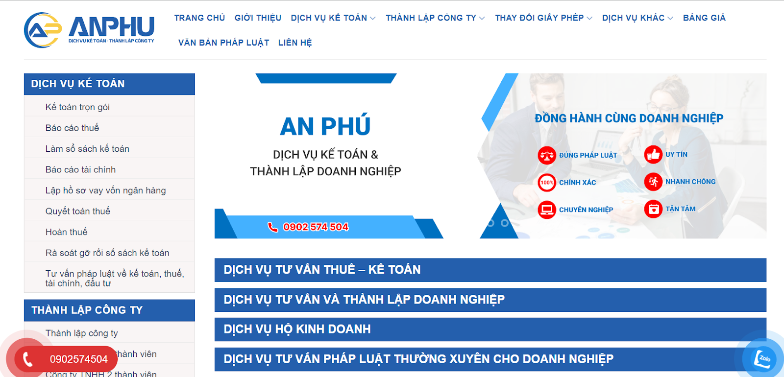 Kế toán An Phú cung cấp dịch vụ thành lập doanh nghiệp trọn gói, giá rẻ