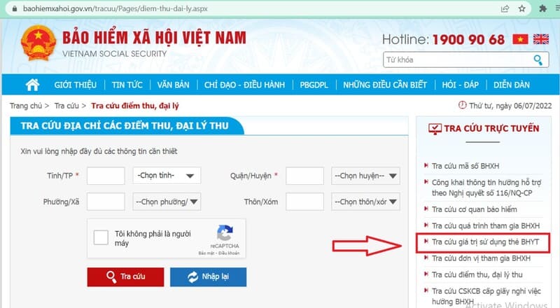 Tra cứu giá trị sử dụng thẻ bhyt bằng website